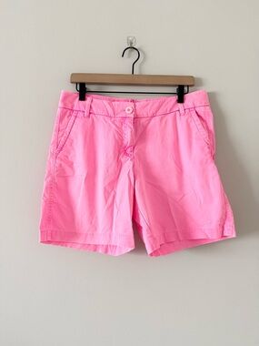 Crown & Ivy Caroline Neon Pink Bermuda Shorts Size 8 Stretch Preppy Summer